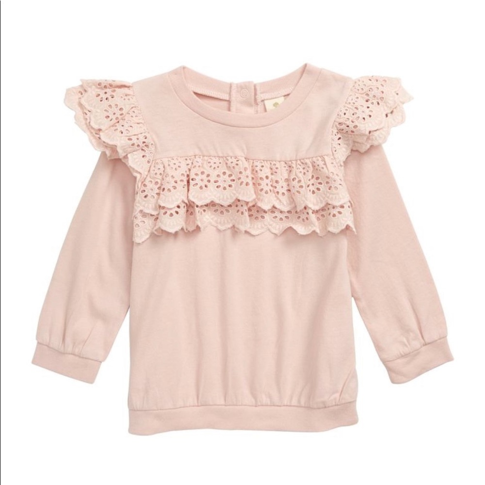 12M Tucker & Tate eyelet ruffle pink top